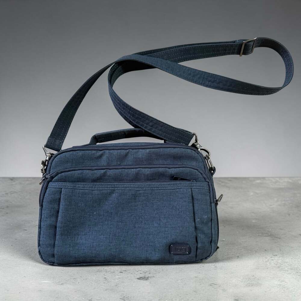Lug Scoop Crossbody Bag Navy Blue Heathered Polyester